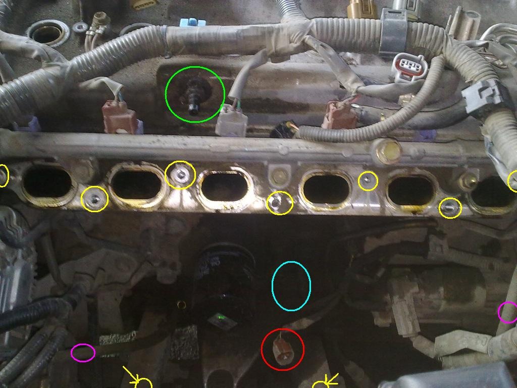 Расположение датчика давления масла на двигателе 1G-FE Beams